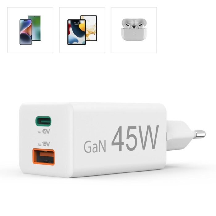 HAMA Бързо мини зарядно, 45 W, 1x USB-C - 1x USB-A, PD, бяло - Image 20