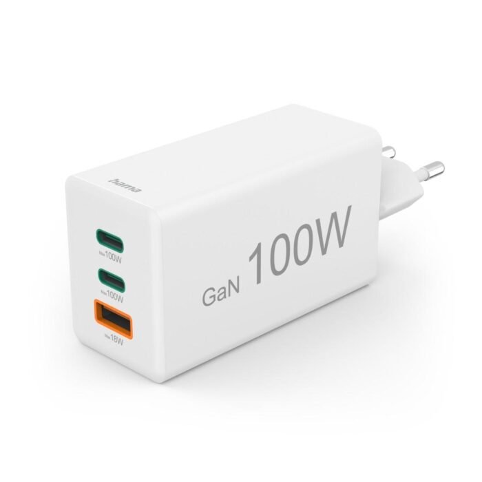 HAMA Бързо зарядно 220V, 100 W GaN, 2x USB-C PD, 1x USB-A QC - Image 1