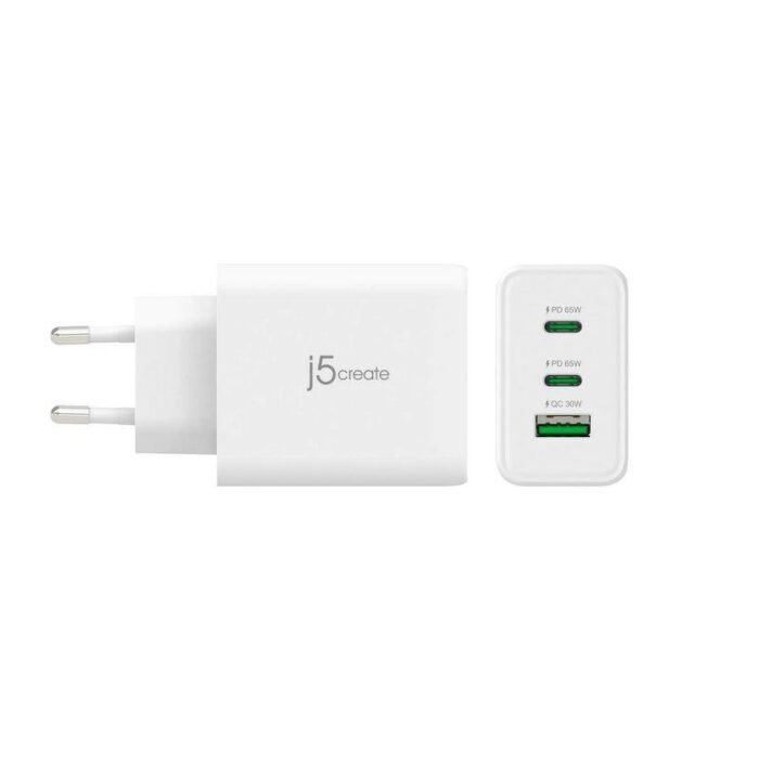 Мрежово зарядно j5create JUP3365E 65W, 3 порта, USB-C, USB-A - Image 4