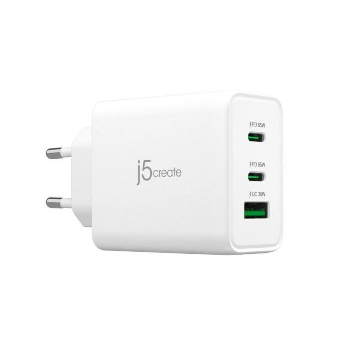 Мрежово зарядно j5create JUP3365E 65W, 3 порта, USB-C, USB-A - Image 1